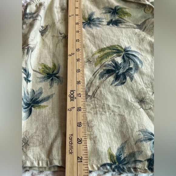 2 PIECE LINEN SET SZ 14 EUC TROPICAL CREAM BLUE GREEN PRINT VACAY RESORT BEACHY - Picture 11 of 12